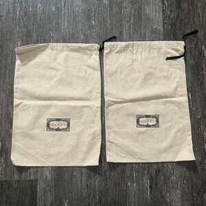 Gucci Dust Bags Set Authentic Beige Canvas Drawstring Shoe Pouch Two Bags